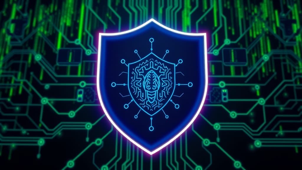 AI-powered cybersecurity dashboard showing threat detection and network defense analytics