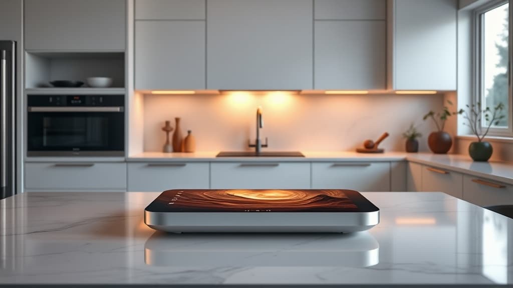 Concept render of the Apple HomePad smart home hub with a 7-inch display