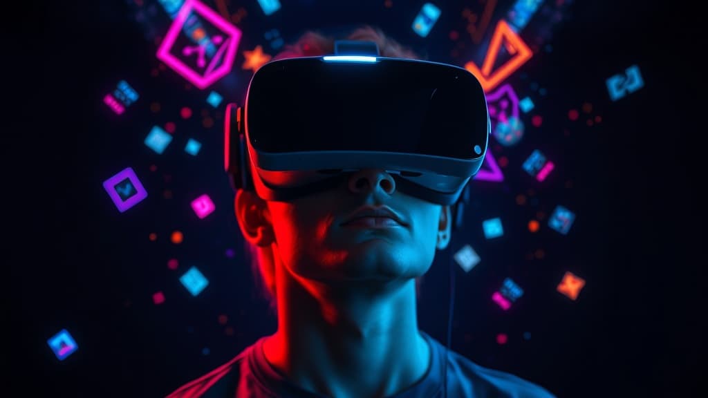 Virtual reality headset and immersive gaming environment with mixed reality overlays