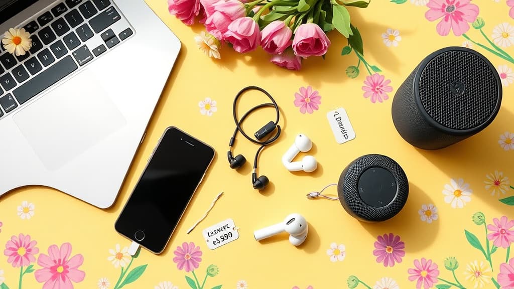 Collection of tech products on sale in April 2026 including phones, laptops, and earbuds