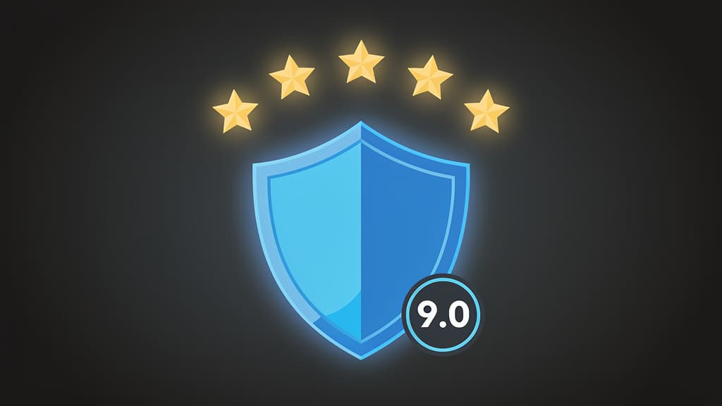 NordVPN desktop app open on a laptop next to a notebook and coffee cup, editorial product photography