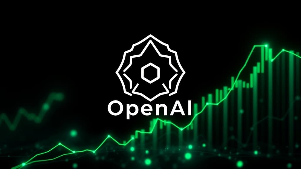 OpenAI logo with stock market charts representing the upcoming IPO